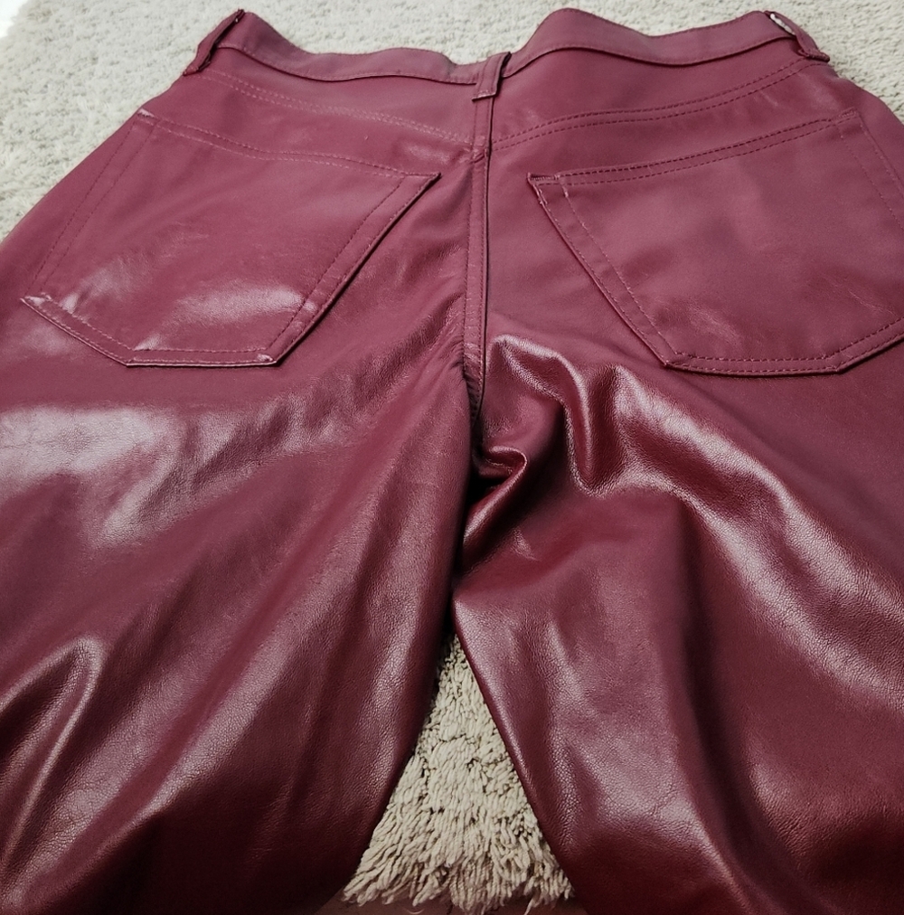 Women's Mid-Rise Faux Leather Baggy Jeans - Universal Thread Red 2 - Picture 14 of 14